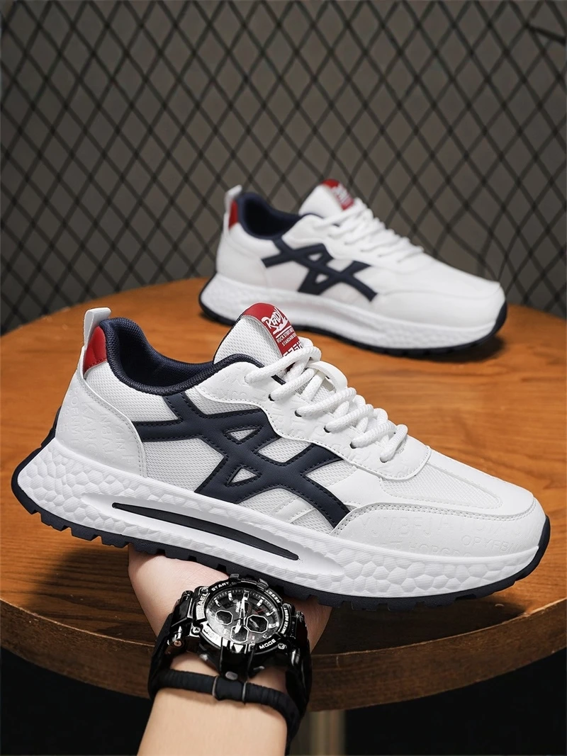 Versatile Casual Men's Running Shoes Anti-Slip Outdoor Deoxynucleotide  Technology Color Block Mesh Inner Low Cut Slip-On