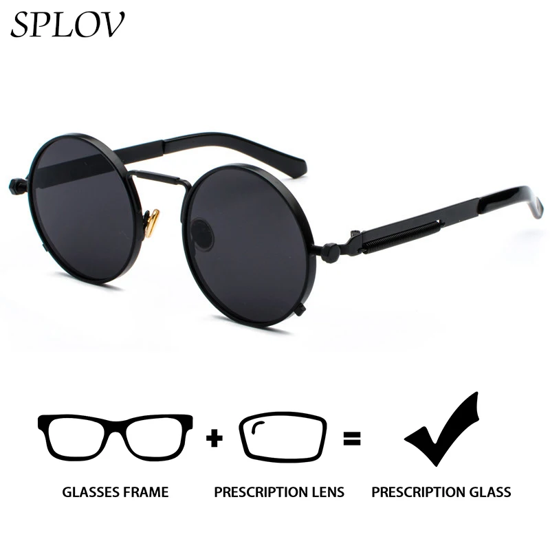 

SPLOV New Punk Prescription Sunglasses Men's and Women's Retro Metal Frame Professional Custom Prescription Lens Sunglasses