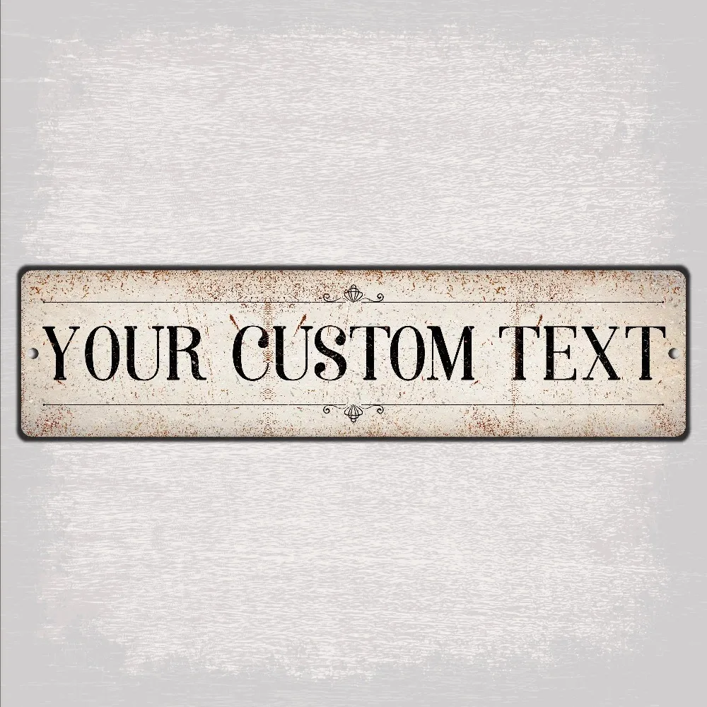 Customizable Custom Text Long Metal Plaque, Distressed Vintage Ornate Border Wall Sign for Home Bar Garage Cabin Decor (Decor On