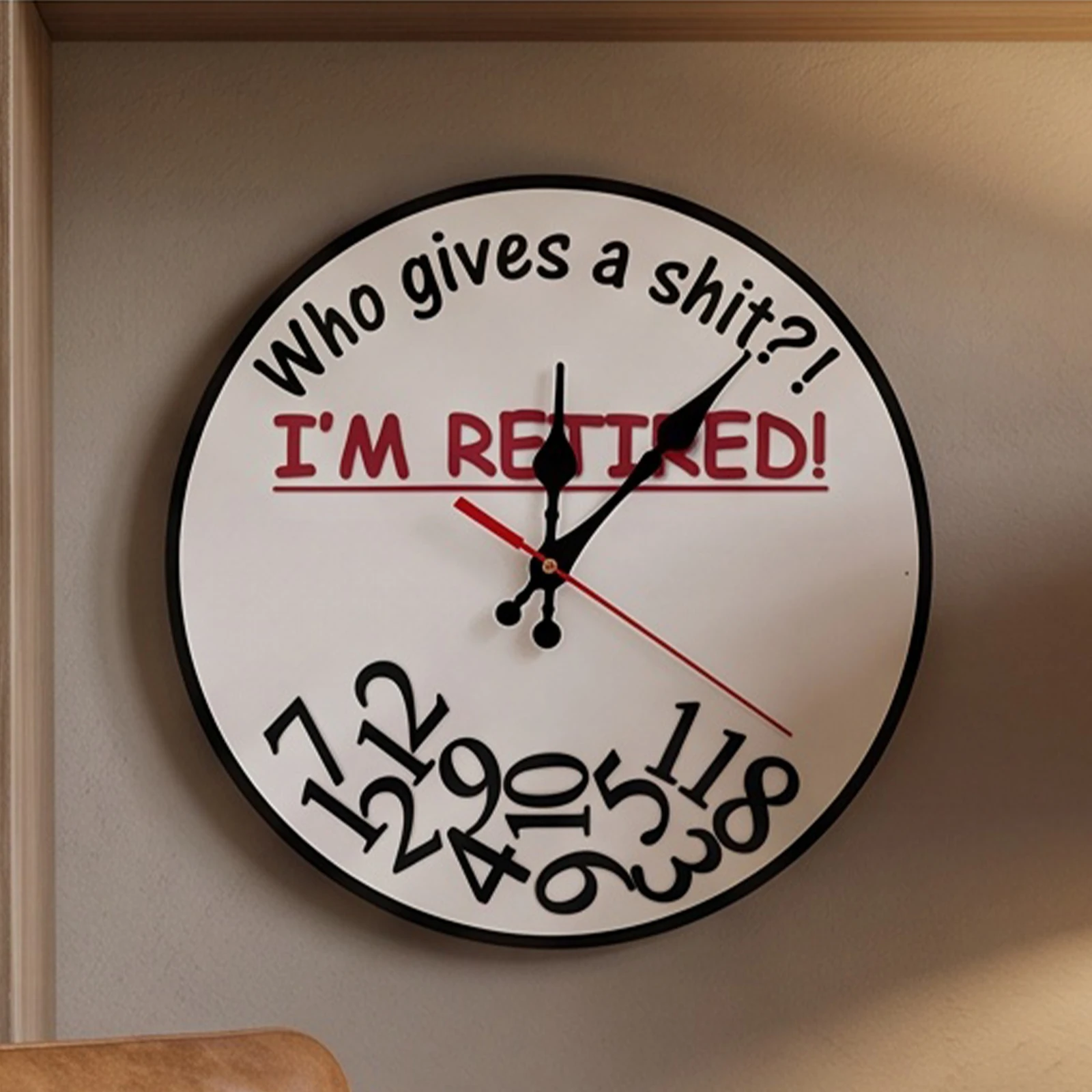 Humorous Retirement Wall Clock Silent Sweep Movement Wooden Back Round Novelty Clock Retirement Gift Home Office Decor