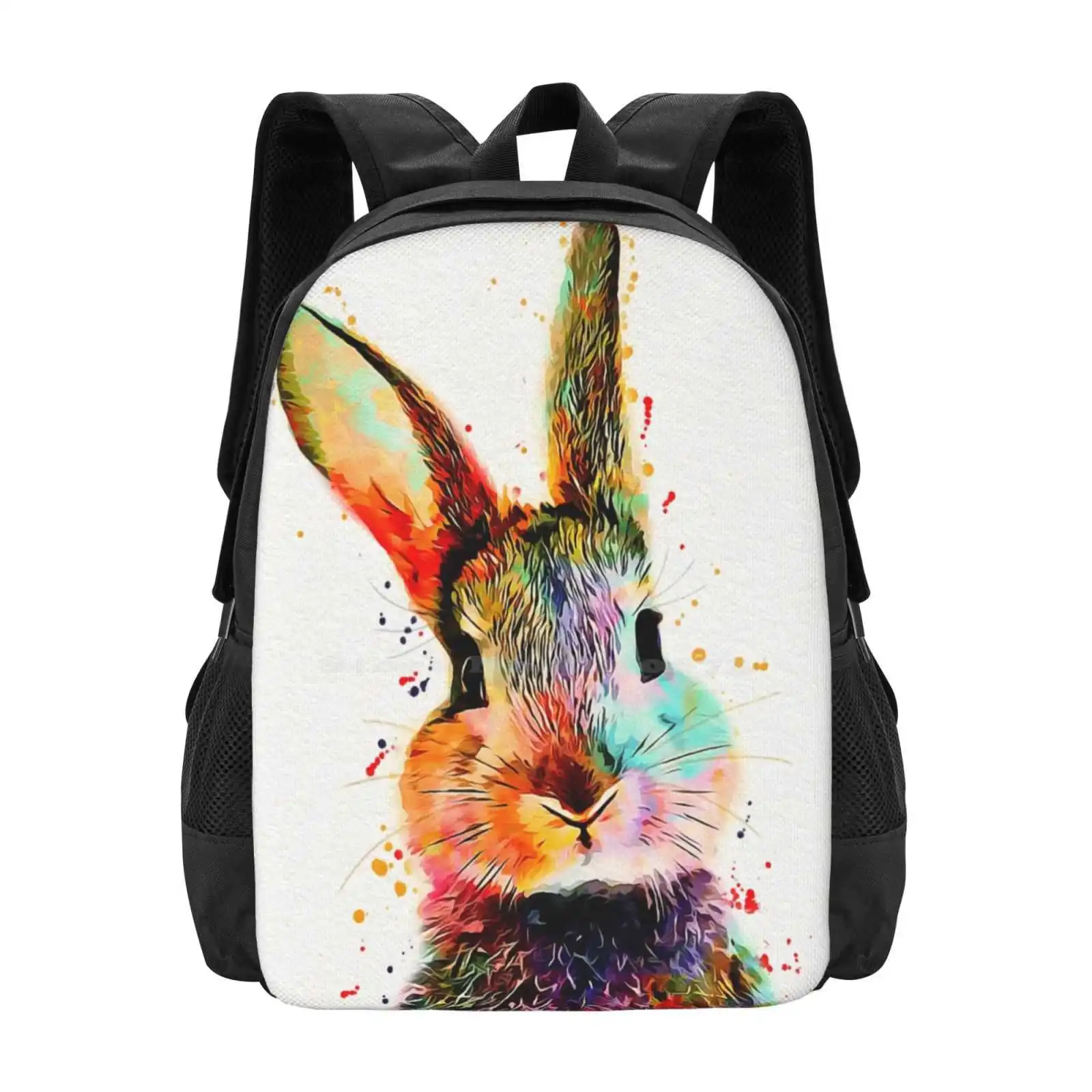 

Rabbit Watercolor Art Work School Bags Travel Laptop Backpack Cute Rabbit Cute Bunny Nurcery Rabbit Nurcery Bunny Watercolor