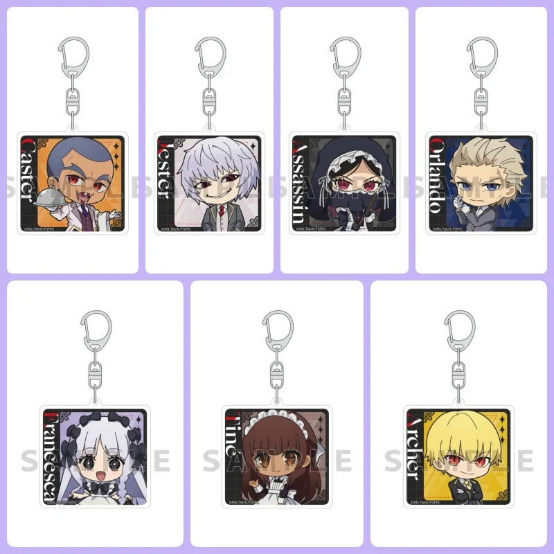 Llavero de figura acrílica de 6 cm de Anime Fate/Straiten, versión Chibi de Tiné Chelc Gilgamesh, estilo sirvienta falsa, colgante de dibujos animados