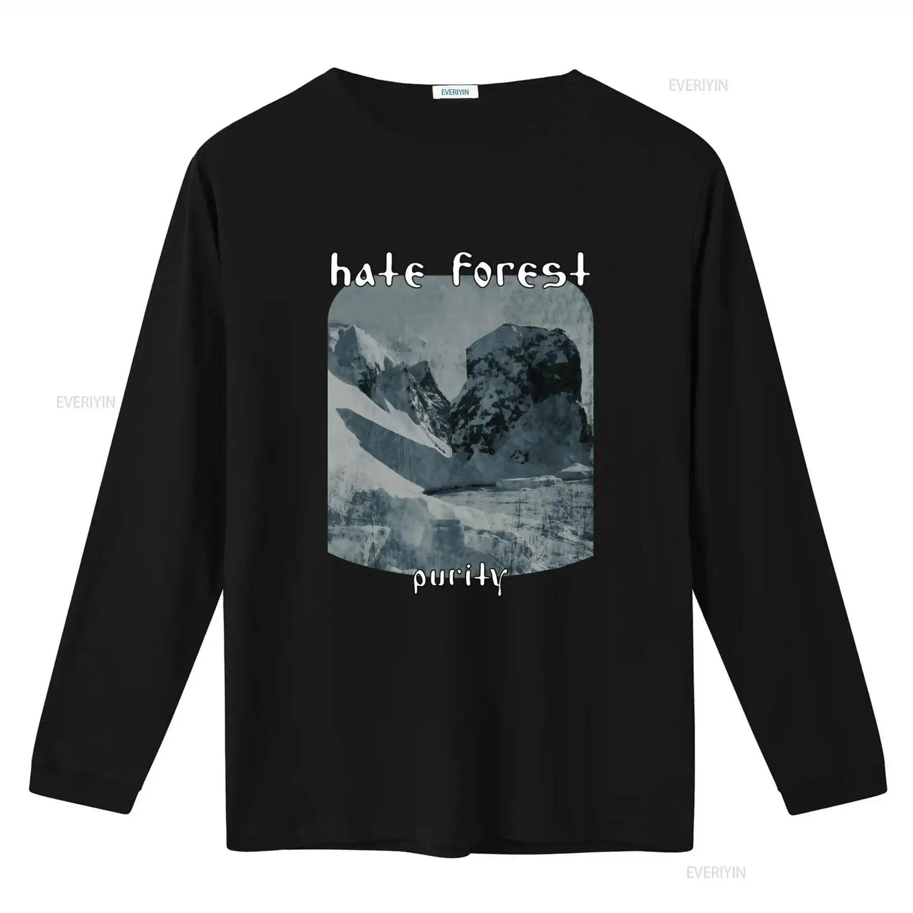 Hate Forest Purity Black T Shirt New Official Mountain Landscape Print for Men's Fashion vintage Washed Versatile graphic