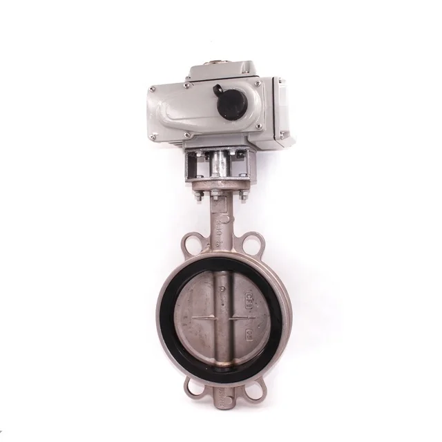 Motorized butterfly Valve 220v 24v Wafer Flange Dn50 Dn65 Dn80 Dn100  Motorized Cast Iron butterfly Valve