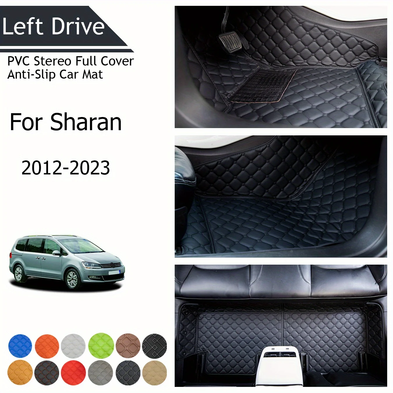 

TEGART 【LHD】For Volkswagen For Sharan 2012-2023 Three Layer PVC Stereo Full Cover Anti-Slip Car Mat car accessories