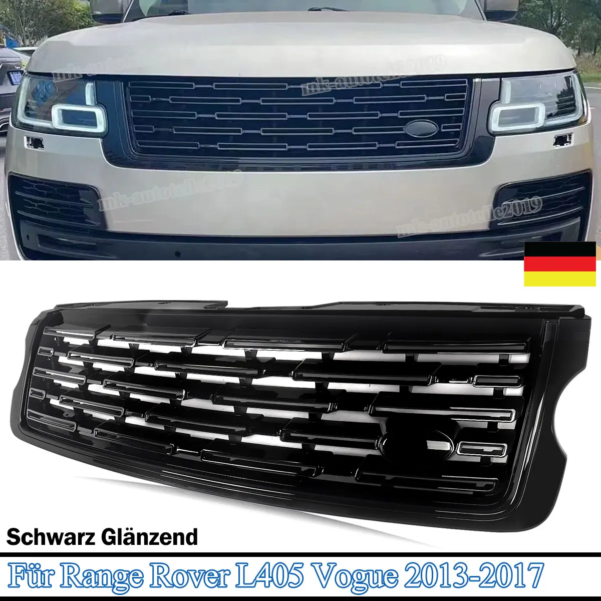 For Range Rover Vogue L405 2013-2017 Up To 2023 Gloss Black Front Bumper Grille