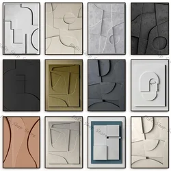 Black and White Abstract Texture 3d Geometry Art Painting on Canvas Prints Modern Minimal Wall Decor Sculptural Poster Pictures