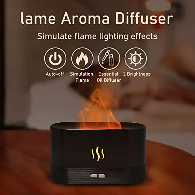 Flame aromatic humidifier 300ML air humidifier Ultrasonic aromatherapy cold mist machine Essential oil flame lamp diffuser