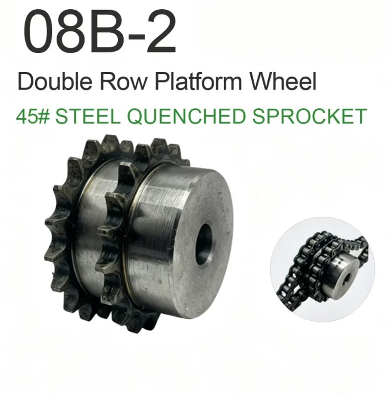 1Pcs 26-30 Teeth 08B Double Row Sprocket 45# Steel Quenched 16mm Bore High Hardness Industrial Chain Drive Sprocket Accessories