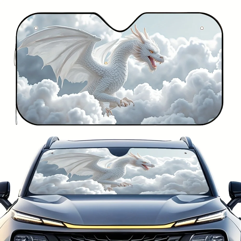 

1 шт. Автомобильный солнцезащитный козырек Dragon со светящимися глазами и эффектом блеска — подходит для конвертионов, минивэнов, внедорожников — белый дракон и черный/серый M