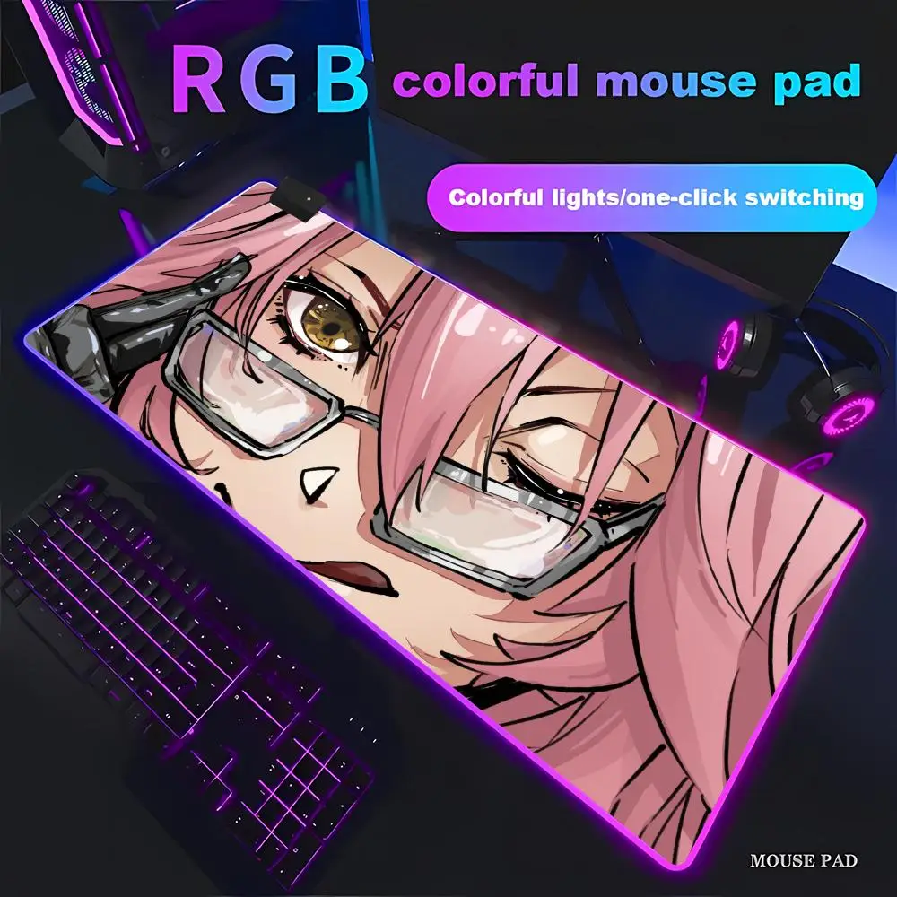 

HYBXAXC HYBXAXC Anime Pink Hair Girl Mouse Pad Non-Slip Desk Mat Cute Print for PC Laptop OfficeRGB Gaming Pad HD Large LED XXL