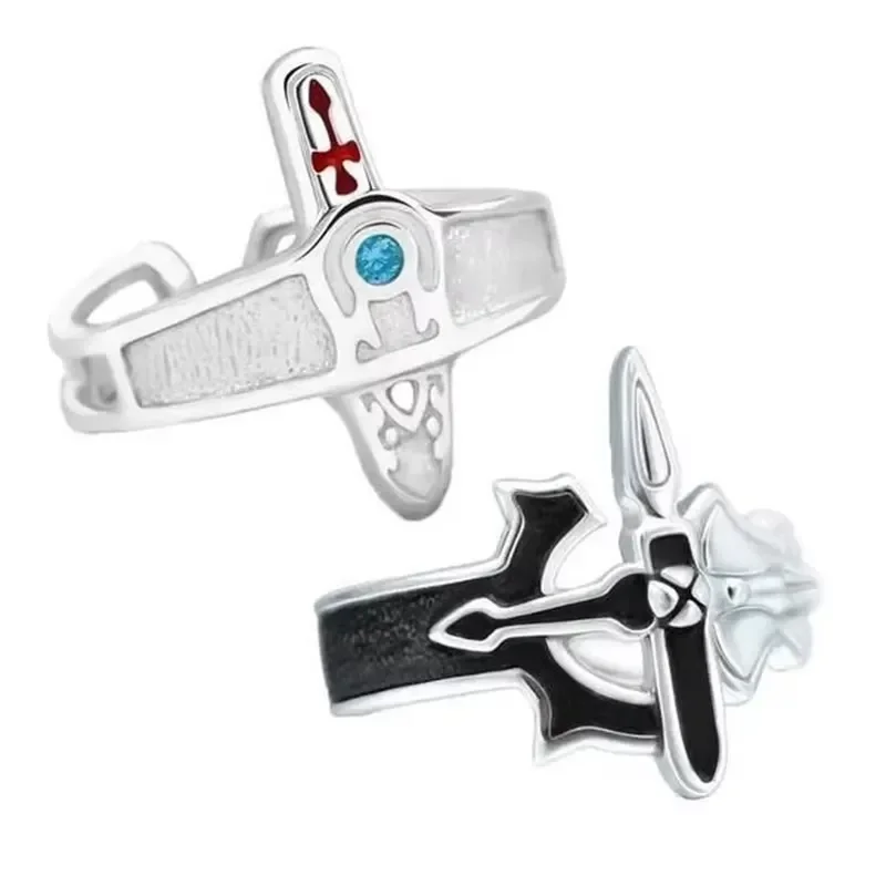 Sword Art Online Retro Kirito Asuna Cross Open Ring For Lovers Women Men Adjustable Metal Finger Rings Party Jewelry Anillo view 6