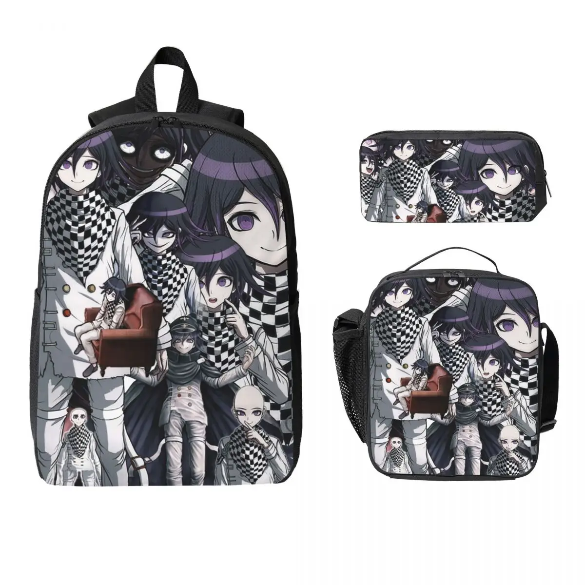 

The Kokichi Zone Backpack Student BookBag School Bag Computer Shoulder Bags 3ps Insulated Lunch Bag Pencil Case