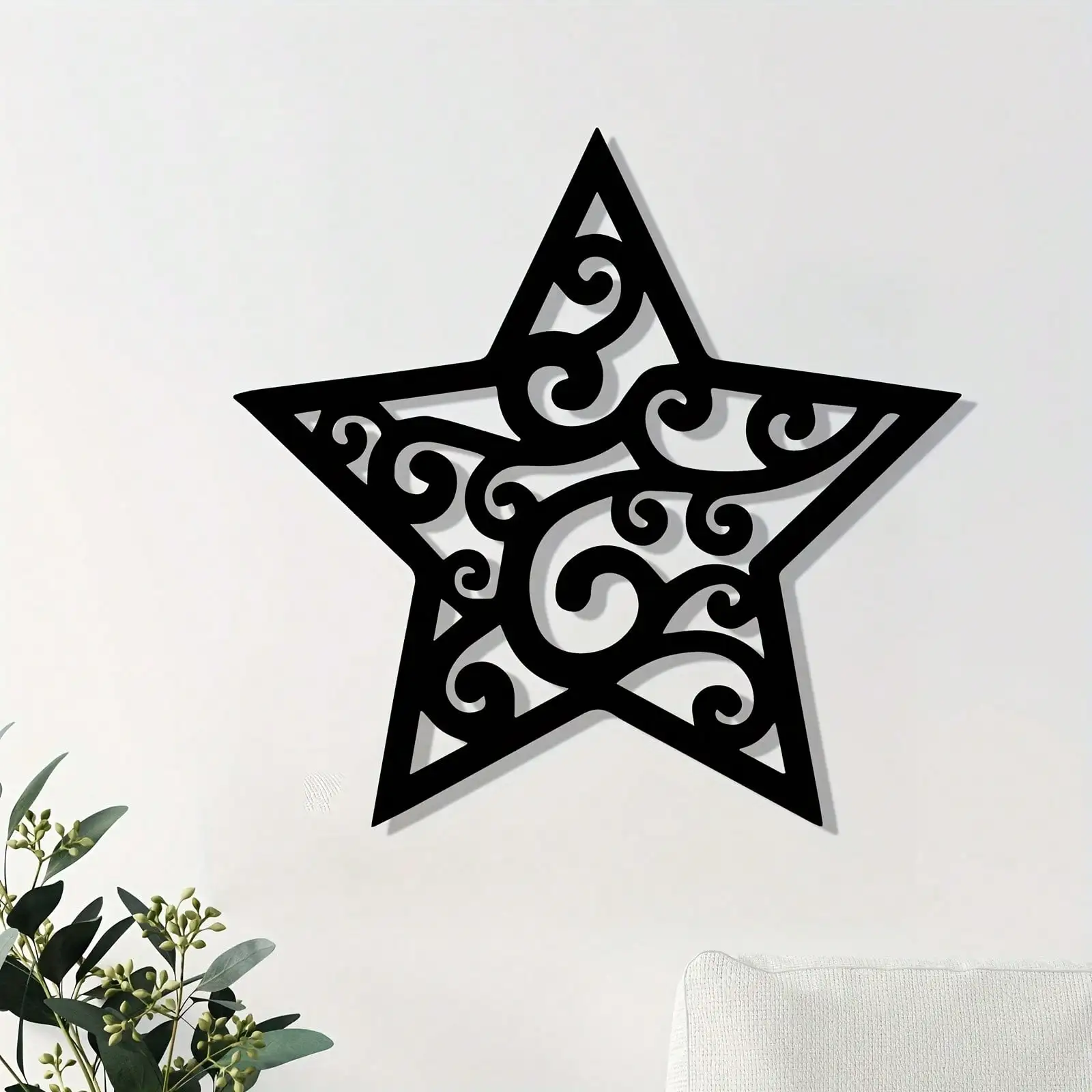 1PC Swirling Star Metal Wall Art - Celestial Spiral Starburst Sculpture, Bohemian Space Decor, Weatherproof, Halloween Christmas