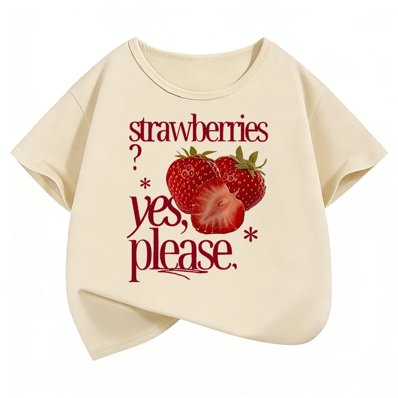 90s Strawberry Graphic Kids Tshirts Summer Short Sleeve Tees Boys Girls Clothes Kawaii Tops Y2K Children T-shirt