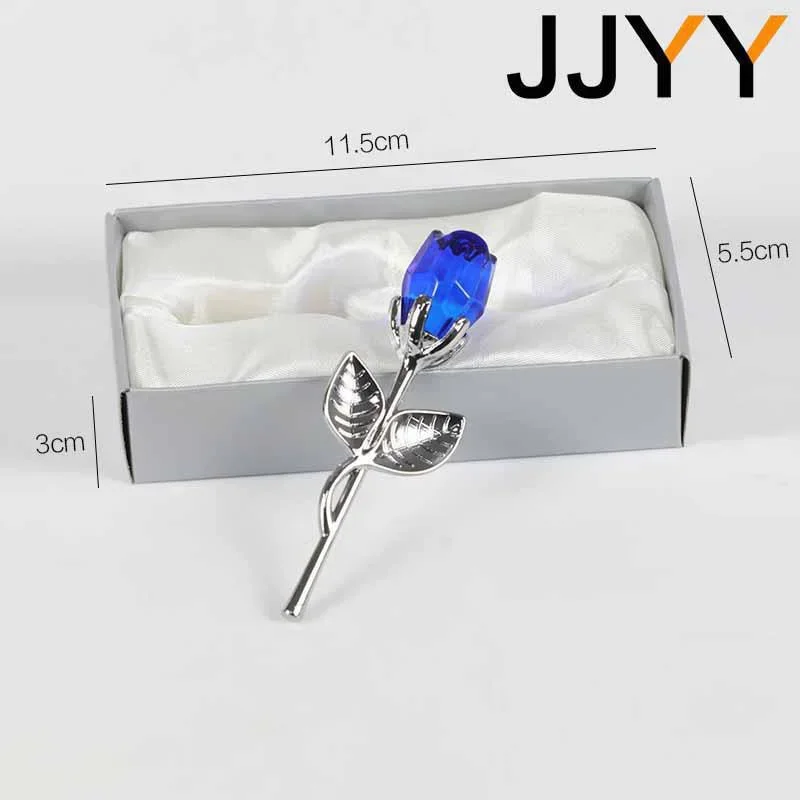 Glass Rose Mini Crystal Flower Artificial Flowers Room Ornament Office Desktop Decoration Wedding Party Valentine\'s Day Gift 1PC