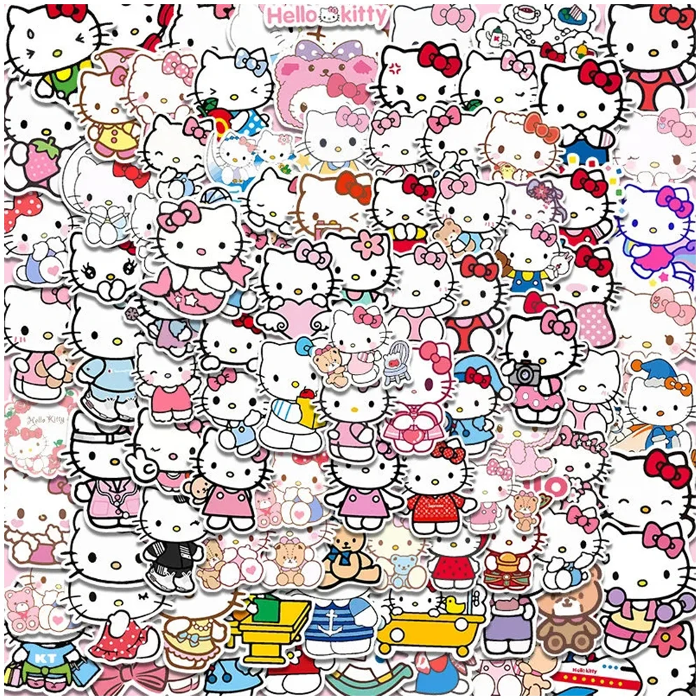 

10/30/50/100pcs Cute Hello Kitty Sanrio Cartoon Stickers Kawaii Graffiti Sticker Girls Toy DIY Phone Water Bottle Luggage Decals