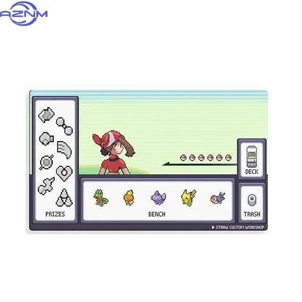Retro Pixel Style Pokemon Trainer TCG Mouse Pad, Waterproof Non-Slip Trading Card Game Battle Mat