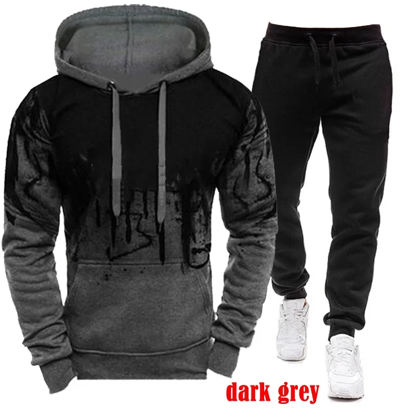 New Fashion Men\'s Cotton Camouflage Hoodies and Pants Sets Casual Hooded Tracksuits Outdoor Warm Sport Suits