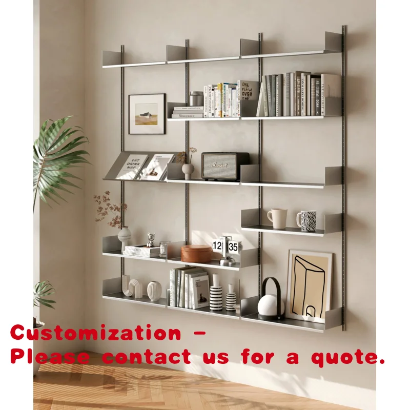 

Customize.Stainless steel integrated partition coffee corner wall-mounted shelf, square display, multi-layer, modern and durable