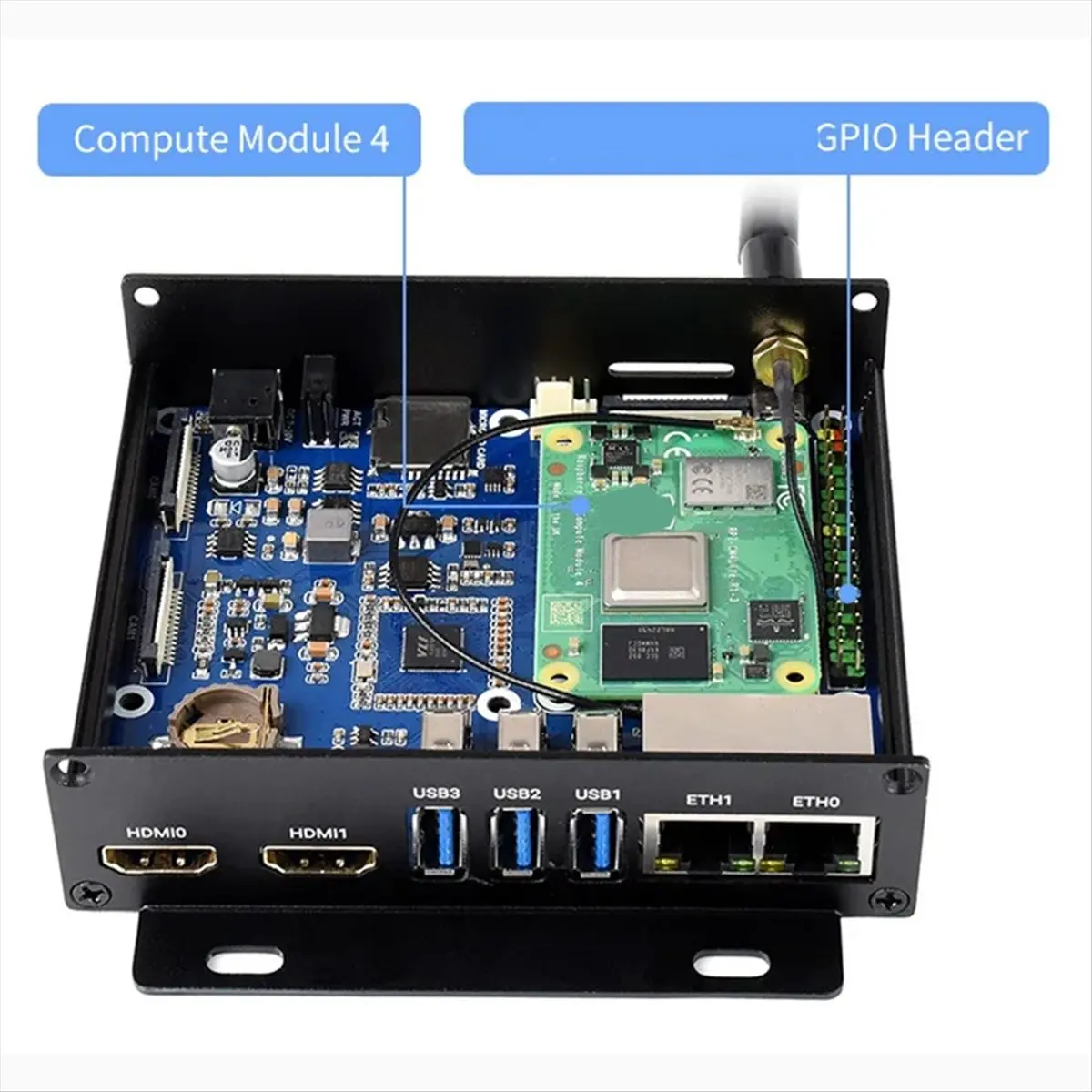 Dual Gigabit Ethernet Mini-Computer for Compute Module 4 (NOT Included),with Cooling Fan EU Plug