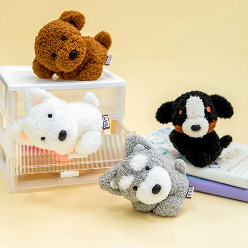 Mini Peluches de Perro, Schnauzer, Bernese, White Terrier, Juguetes de Peluche Suaves, Kawaii, Compañero de Escritorio, Decoración del Hogar, Sujetador de Cortinas