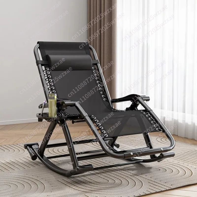 Reclining chair folding lunch break, back chair for the elderly, reclining home balcony rocking chair