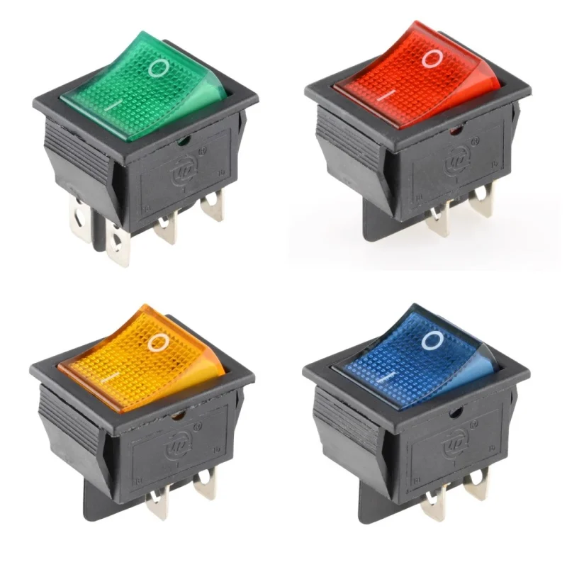 KCD4 Rocker Switch On Off 6 Pin With Led 4 16A 250V 220V T85 20A Small 6Pin 4Pin Light For 2 Position 220 230V Lamp 10A Rocket