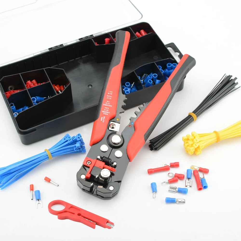 Self-Adjusting Wire Stripper Cable Cutter Kit Electrician Crimping Tool Set With Case Multifunctional Stripping Pliers