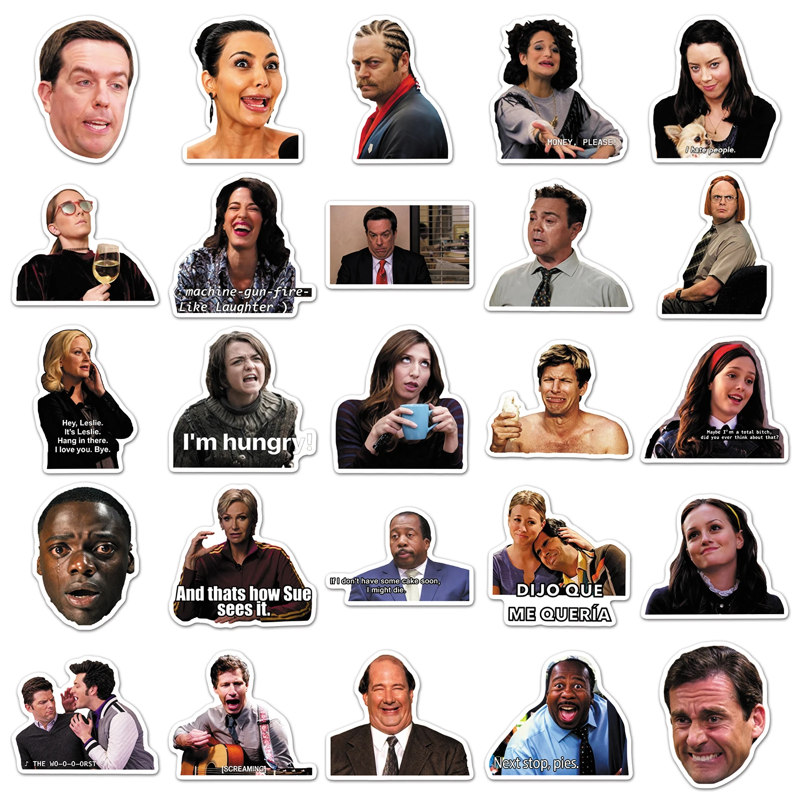 50 قطعة من التعبيرات الكلاسيكية اللطيفة من المسلسلات التلفزيونية الأمريكية، ملصق كارتوني لطيف مقاوم للماء للتزلج على الجليد، ملصق منزلي قديم #3