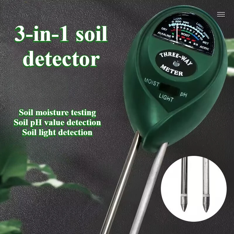 Suitable for Outdoor Testing Environments: Soil Photohygrometer, PH Meter, 3-in-1 Multi-function Double-needle Detector