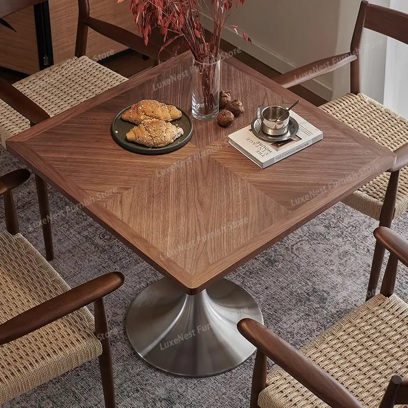 

Квадратный кофейный столик в стиле середины века для столовой, стойки ресепшн отеля, из нержавеющей стали и дерева, для гостиной, кабинета