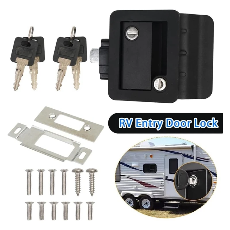 Super Sale RV Door Lock for Travel Trailers with Paddle Deadbolt Camper Entry Door Latch,RV Lock Replacement Kit with Keys