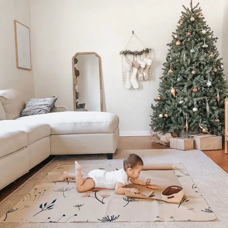 Flor impressão dobrável infantil atividade Gym Playmat, bebê rastejando cobertor, esteira de praia, esteira do jogo do piquenique, alta qualidade