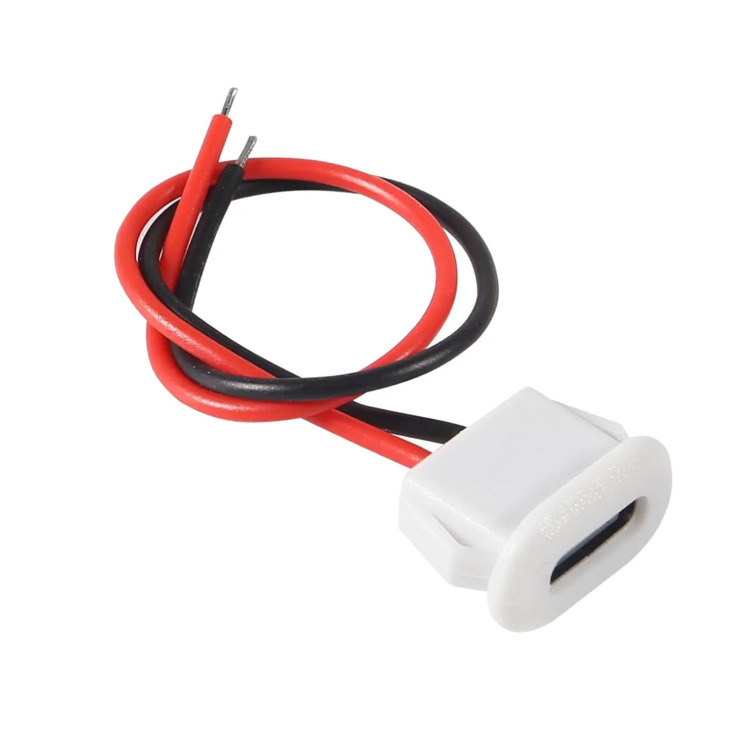 12PCS White Type-C Direct Voltage Female Chassis Waterproof 2P Solder Cable C Type Pigtail Cable Extension Power Cord