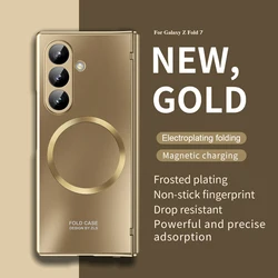 For Samsung Galaxy Z Fold 6 5 Case Magnetic Hinge Plating Armor Fold 7 4 3 360 Full Tempered Glass Protector Film Folding Cover
