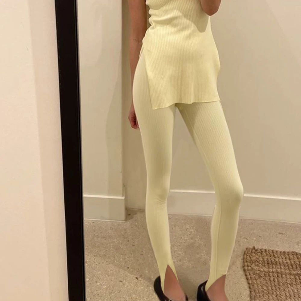 Women Stirrup Leggings High Waist Elastic Tight Yoga Pants with Foot Straps Dance Gym Workout Ribbed Tights Pants Streetwear