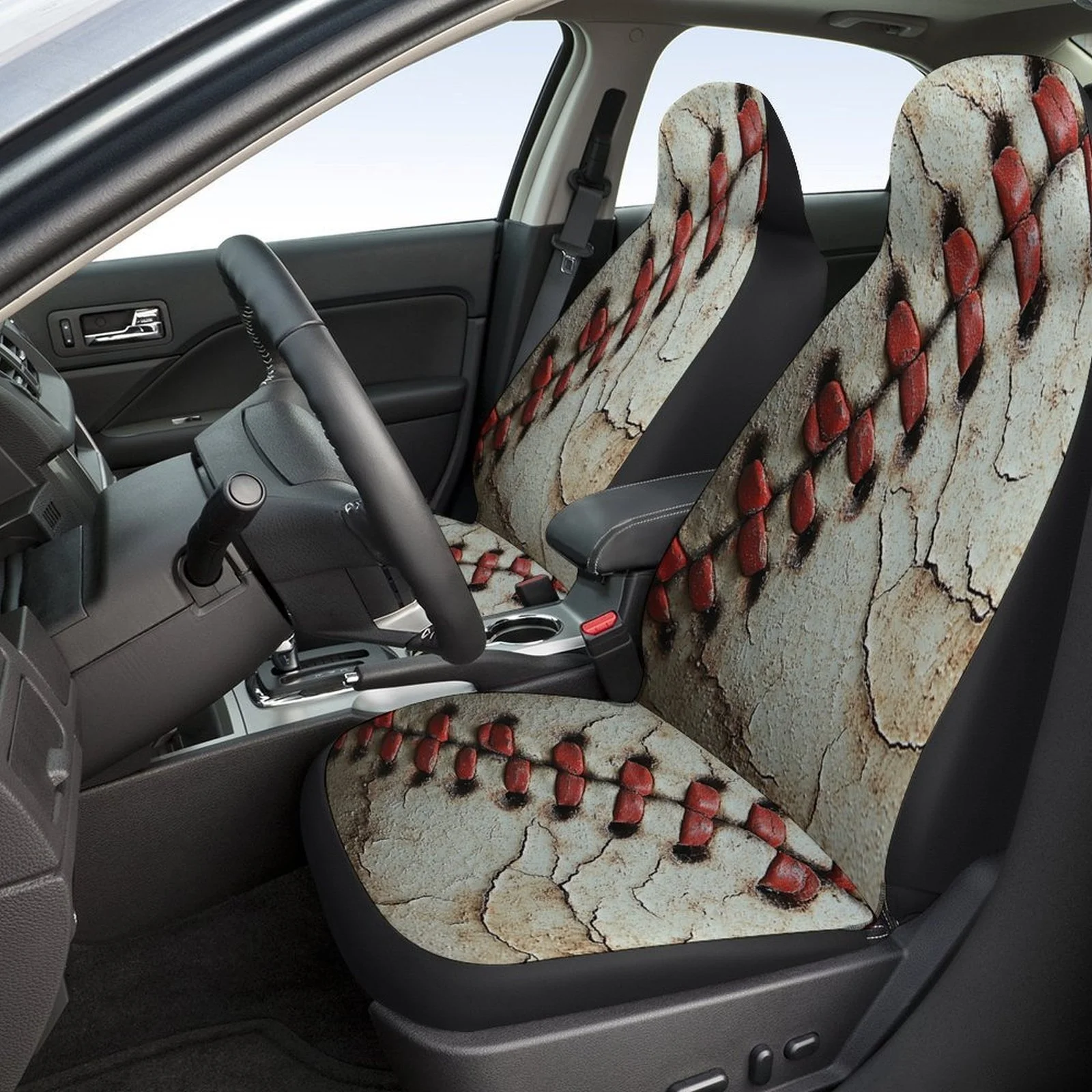 Set Of Baseball-Themed Car Seat Covers Suitable For Most Vehicles, Stylish Novelty Protectors For Full Car Seats, Universal Cove