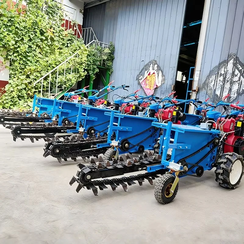 Walk Behind Mini Chain Trencher,  Handheld Digger for Cable Irrigation Farm Road Construction Soil Ditching Machine
