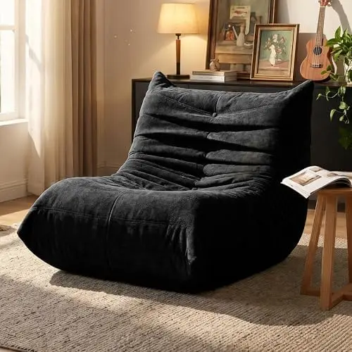 Bean Bag Chair for Adults, Line Fabric Lazy Sofa Couch, Memory Foam Filled Bean Bag Lounge Chair Perfect for Living