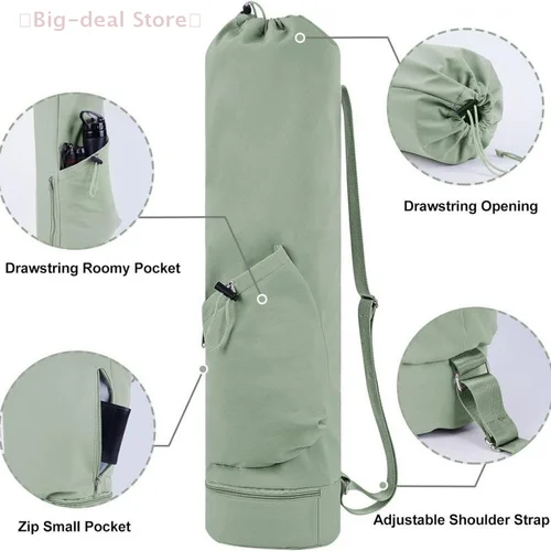 Imagen 1 del producto Bolsa para esterilla de Yoga y ejercicio de gran capacidad con bolsillo para botella de agua y bolsa húmeda inferior, esterilla deportiva para Yoga con correa ajustable para el hombro