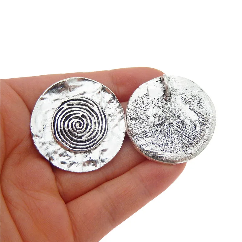 8pcs Antique Bronze Tone Round Alloy Charms For Necklace Pendants Vintage Jewelry Making Crafts Retro Necklace 35*35*4mm 32614