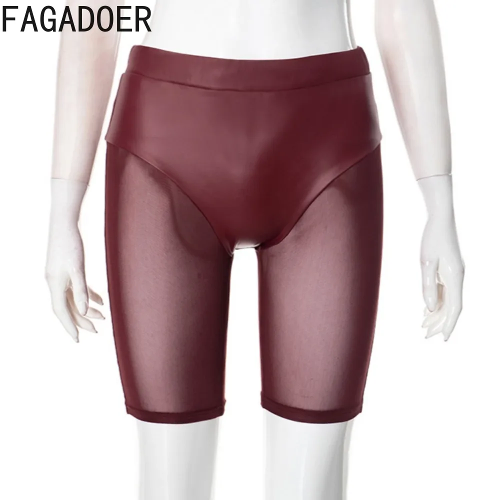 FAGADOER Fashion Bodycon Shorts Women Mesh Stitching Body Shaping Butt Lifter Thin Five Quarter Pants Female Bottoms Sportwear