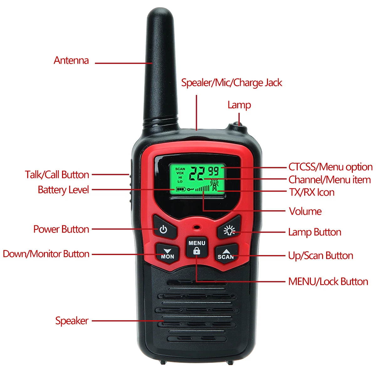 2/4 SZT. ABBREE AR-T5 Walkie Talkie Mini Małe 22 Kanały Daleki Zasięg VOX Latarka Radiotelefon Dwukierunkowy dla Dorosłych Dzieci Prezent