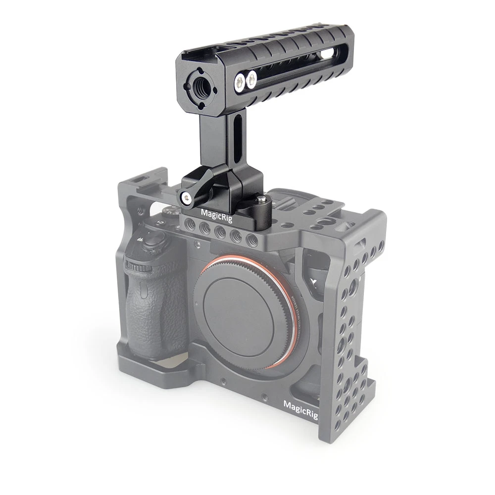 MAGICRIG Camera Handle NATO Top Handle Kit with 48mm NATO Rail, Arri Locating Hole / Cold Shoe Mounts for Camera Cage Rig