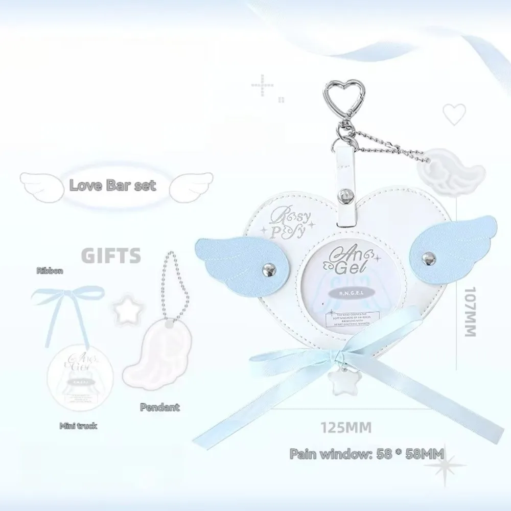 New PU Leather Card Backpack Pendant Chain Girly Style Angel Wing Card Holder Kawaii Collectible Display Case Card Protection