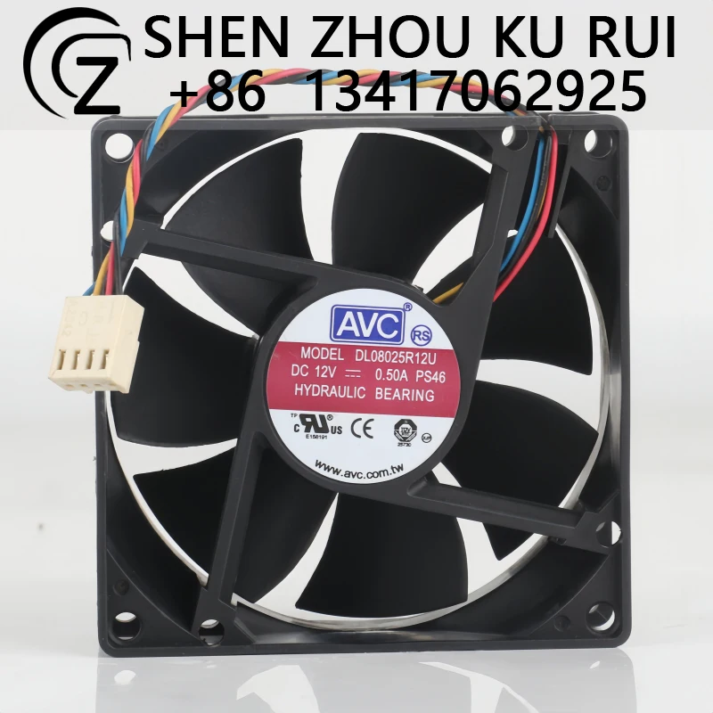 AVC 12V 0.50A 8025 Computer motherboard PWM Four-wire speed regulation DL08025R12U cooling fan