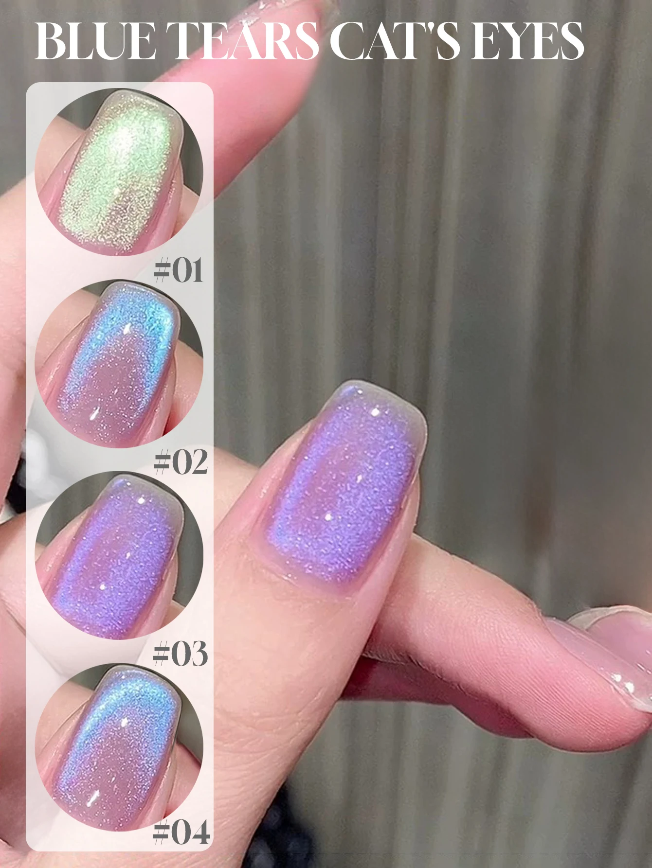 MIANEL 93A 10ML 2025 Newly Upgraded Blue Tears Ice Translucent Cat Eye Gel Polish - Viral Hit Blue-Purple Glass Bead Nail Art