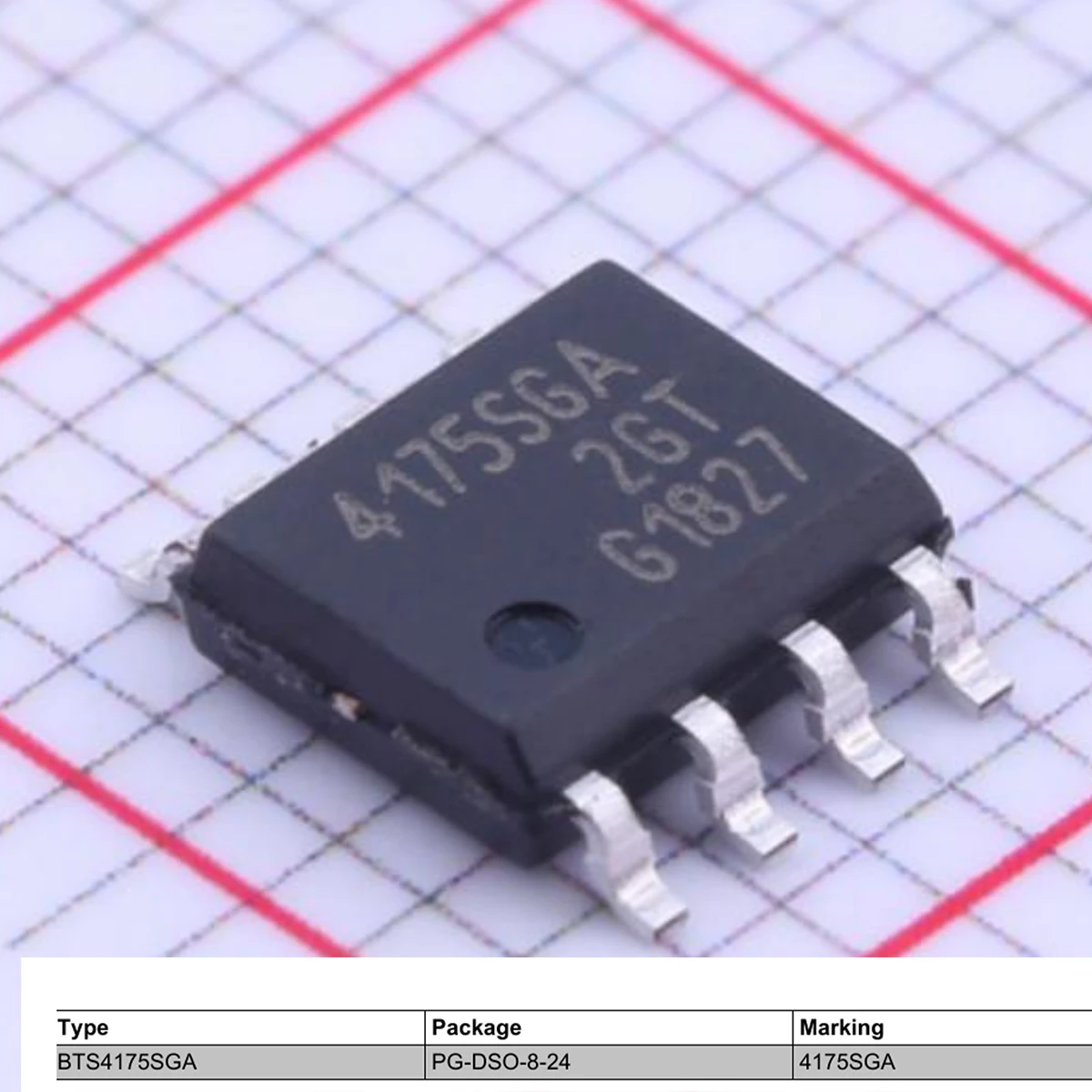 5Pcs Bts4175Sgaxuma1 Soic8 Pg-Dso-8-24 Marking 4175Sga 1.3A 350mω 6V~52V Ic Pwr N-Chan 1:1 New Original Smart High-Side Power Switch