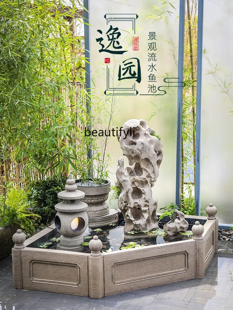 Courtyard Fish Pond Landscape Large Flowing Water Ornaments Garden Terrace Creative Rockery Fountain Landscape